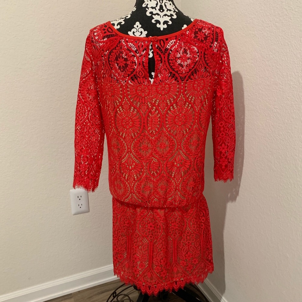 David Lerner red laced dress - Picture 2 of 3